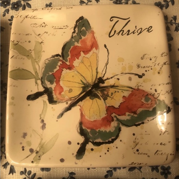 CERTIFIED INTERNATIONAL 6” SQUARE PLATE SUSAN WINGET - BUTTERFLY, Lot of 4 - Picture 3 of 7